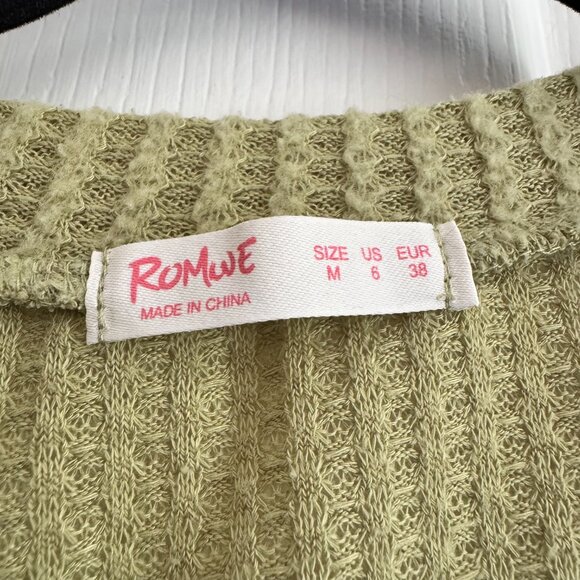 Green Cropped Ribbed Cardigan Cottage Cozy Core Size Medium - Picture 2 of 4